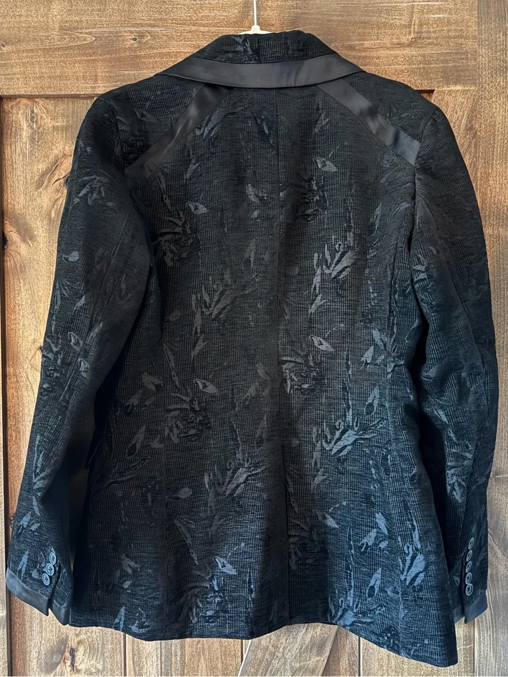 Free People Black Jacquard/Textured Satin-Lapel Blazer - NWT